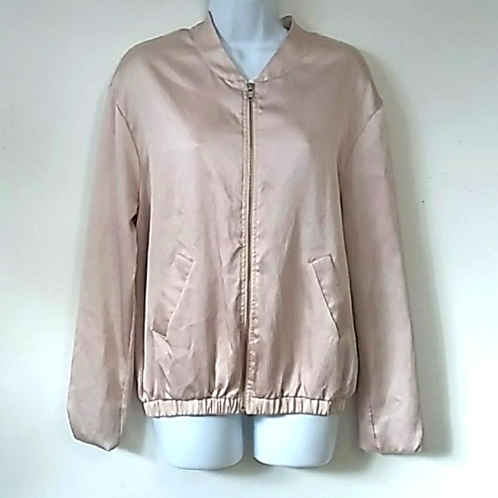 Free Press Thin Light Weight Pale Rose Gold Bomber Jacket M
